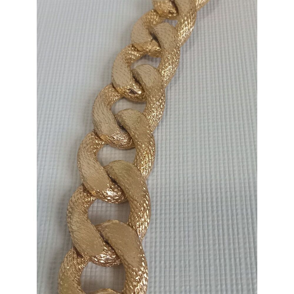 Chunky Gold Toned Oversized Curb Link Metal Chain Heavyweight Statement Necklace - Picture 7 of 9